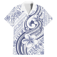 Hawaii Plumeria Lokelani Pikake Lei Family Matching Off Shoulder Short Dress and Hawaiian Shirt Navy Blue Polynesian Tattoo
