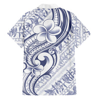 Hawaii Plumeria Lokelani Pikake Lei Family Matching Summer Maxi Dress and Hawaiian Shirt Navy Blue Polynesian Tattoo