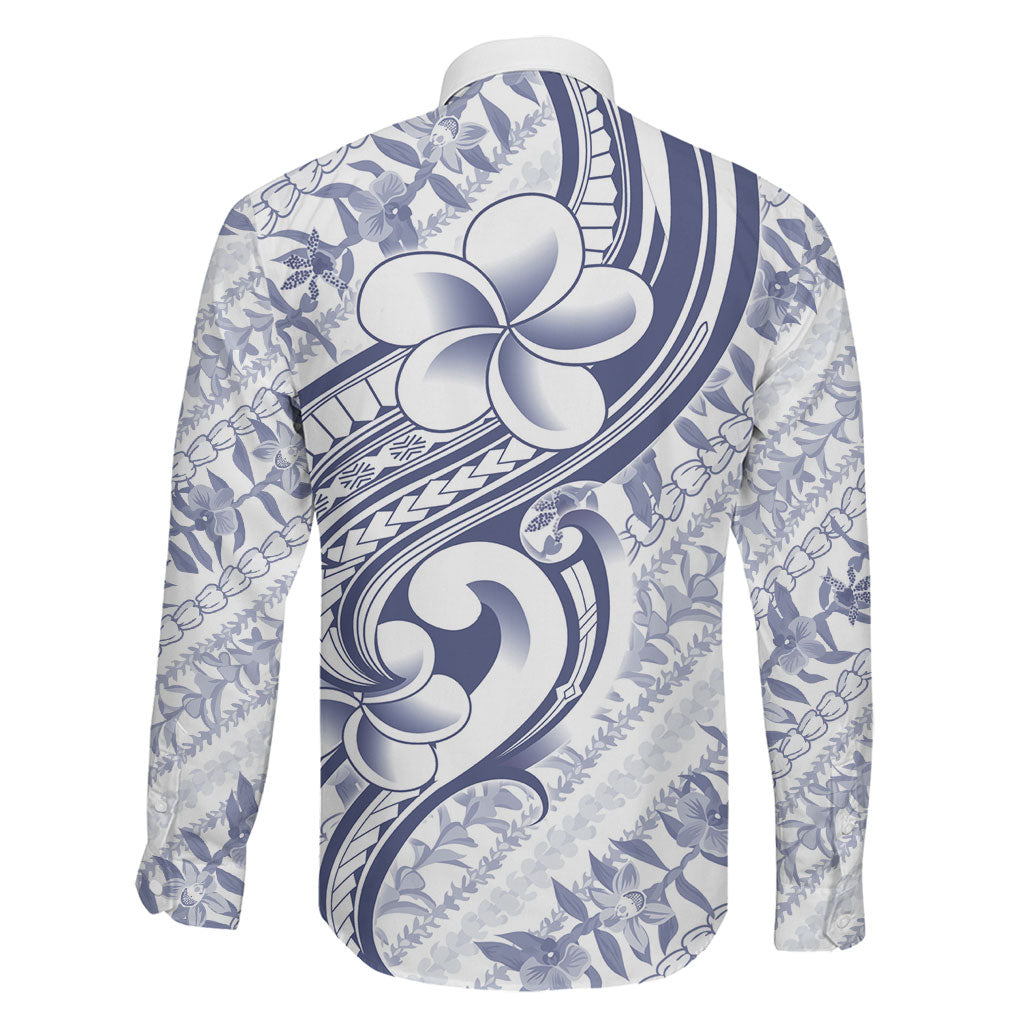 Hawaii Plumeria Lokelani Pikake Lei Family Matching Summer Maxi Dress and Hawaiian Shirt Navy Blue Polynesian Tattoo