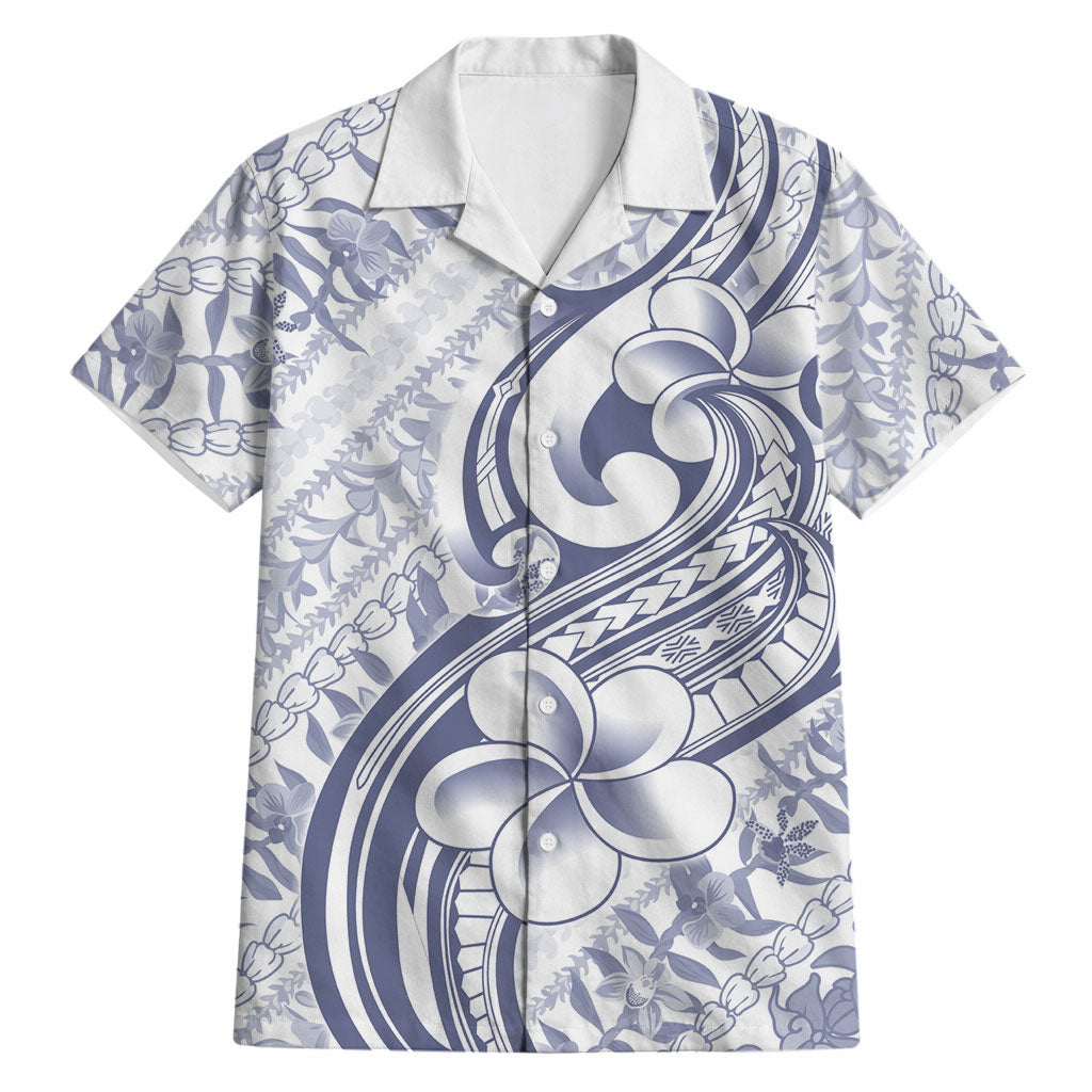 Hawaii Plumeria Lokelani Pikake Lei Hawaiian Shirt Navy Blue Polynesian Tattoo LT9 Navy Blue - Polynesian Pride