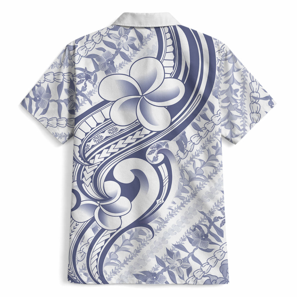 Hawaii Plumeria Lokelani Pikake Lei Hawaiian Shirt Navy Blue Polynesian Tattoo LT9 - Polynesian Pride