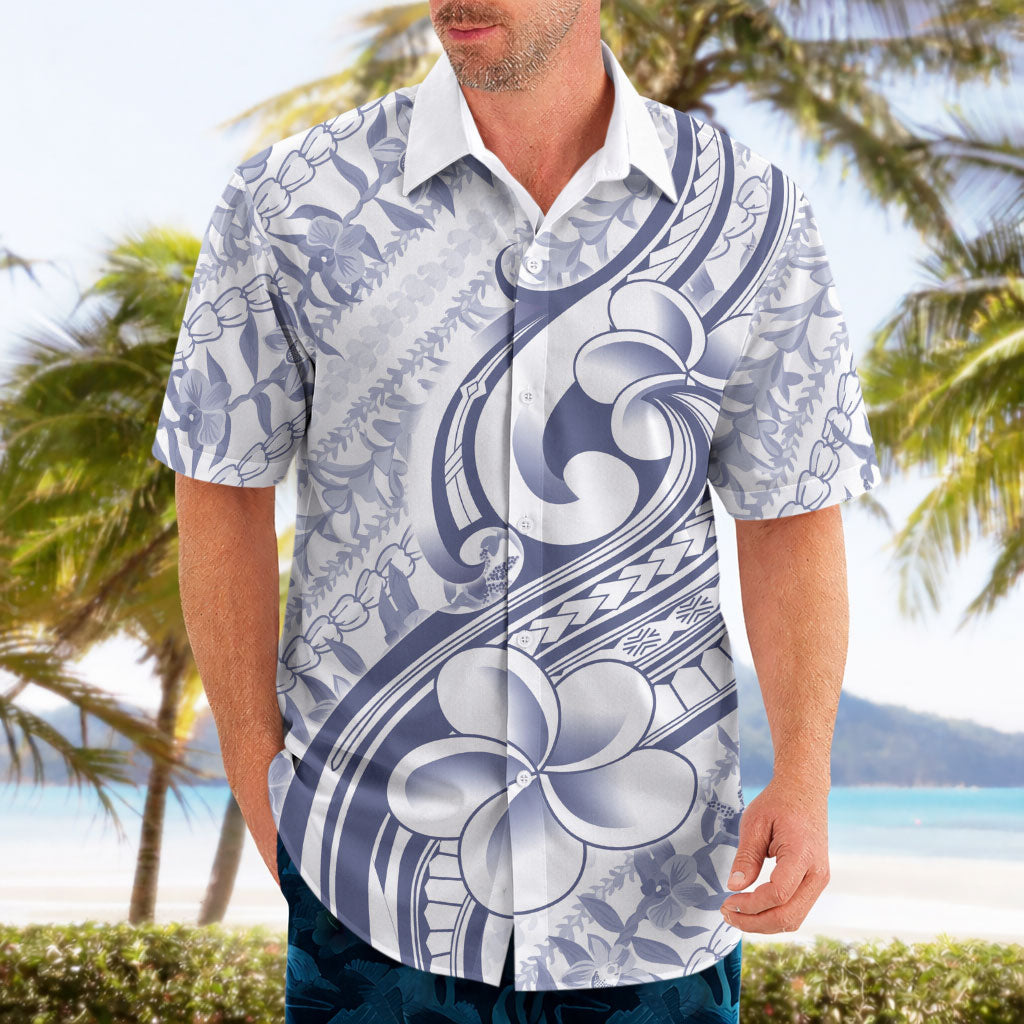Hawaii Plumeria Lokelani Pikake Lei Hawaiian Shirt Navy Blue Polynesian Tattoo LT9 - Polynesian Pride
