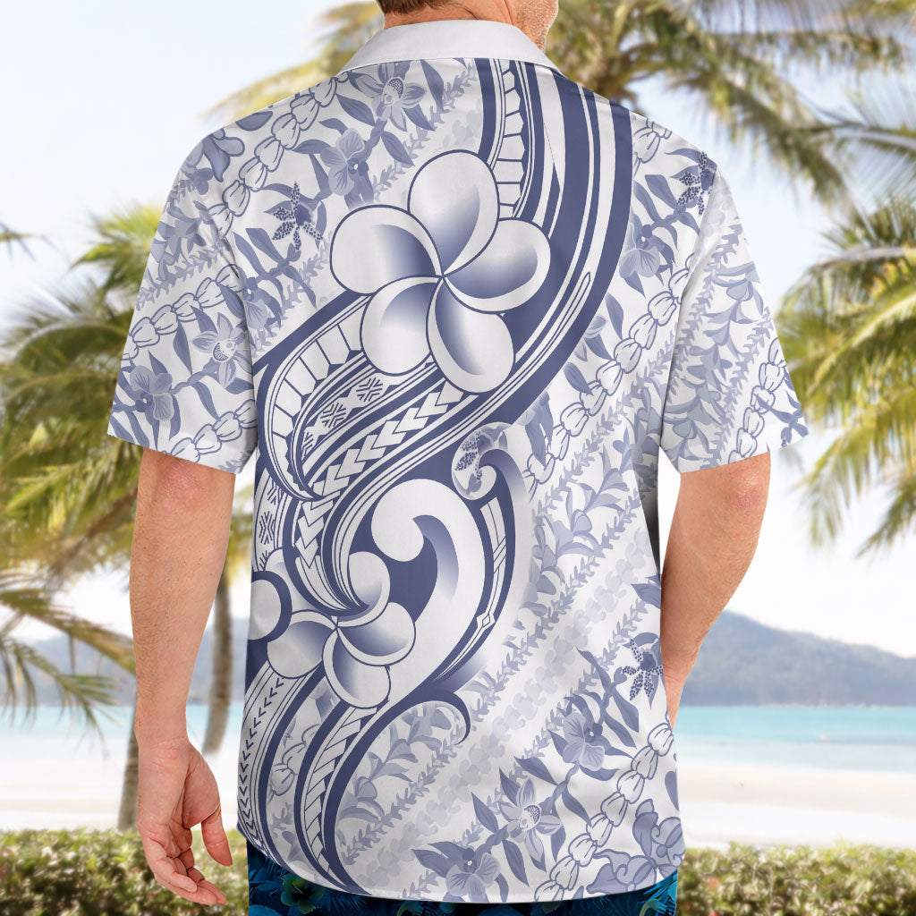 Hawaii Plumeria Lokelani Pikake Lei Hawaiian Shirt Navy Blue Polynesian Tattoo LT9 - Polynesian Pride