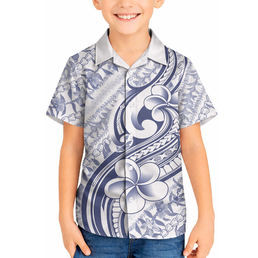 Hawaii Plumeria Lokelani Pikake Lei Hawaiian Shirt Navy Blue Polynesian Tattoo LT9 - Polynesian Pride
