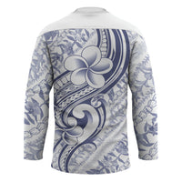Hawaii Plumeria Lokelani Pikake Lei Hockey Jersey Navy Blue Polynesian Tattoo LT9 - Polynesian Pride