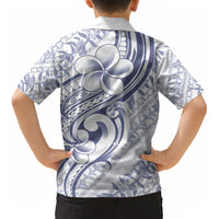 Hawaii Plumeria Lokelani Pikake Lei Kid Hawaiian Shirt Navy Blue Polynesian Tattoo LT9 - Polynesian Pride