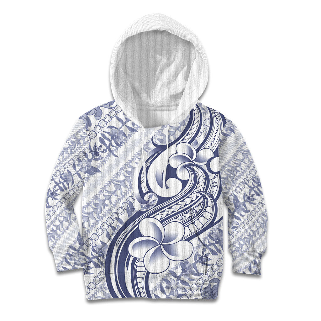 Hawaii Plumeria Lokelani Pikake Lei Kid Hoodie Navy Blue Polynesian Tattoo LT9 Hoodie Navy Blue - Polynesian Pride