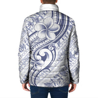 Hawaii Plumeria Lokelani Pikake Lei Padded Jacket Navy Blue Polynesian Tattoo LT9 - Polynesian Pride