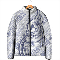Hawaii Plumeria Lokelani Pikake Lei Padded Jacket Navy Blue Polynesian Tattoo LT9 - Polynesian Pride