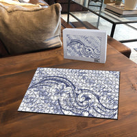 Hawaii Plumeria Lokelani Pikake Lei Puzzle Navy Blue Polynesian Tattoo