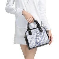Hawaii Plumeria Lokelani Pikake Lei Shoulder Handbag Navy Blue Polynesian Tattoo