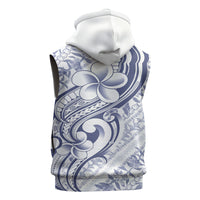 Hawaii Plumeria Lokelani Pikake Lei Sleeveless Zip Hoodie Navy Blue Polynesian Tattoo