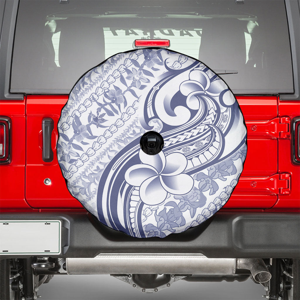 Hawaii Plumeria Lokelani Pikake Lei Spare Tire Cover Navy Blue Polynesian Tattoo