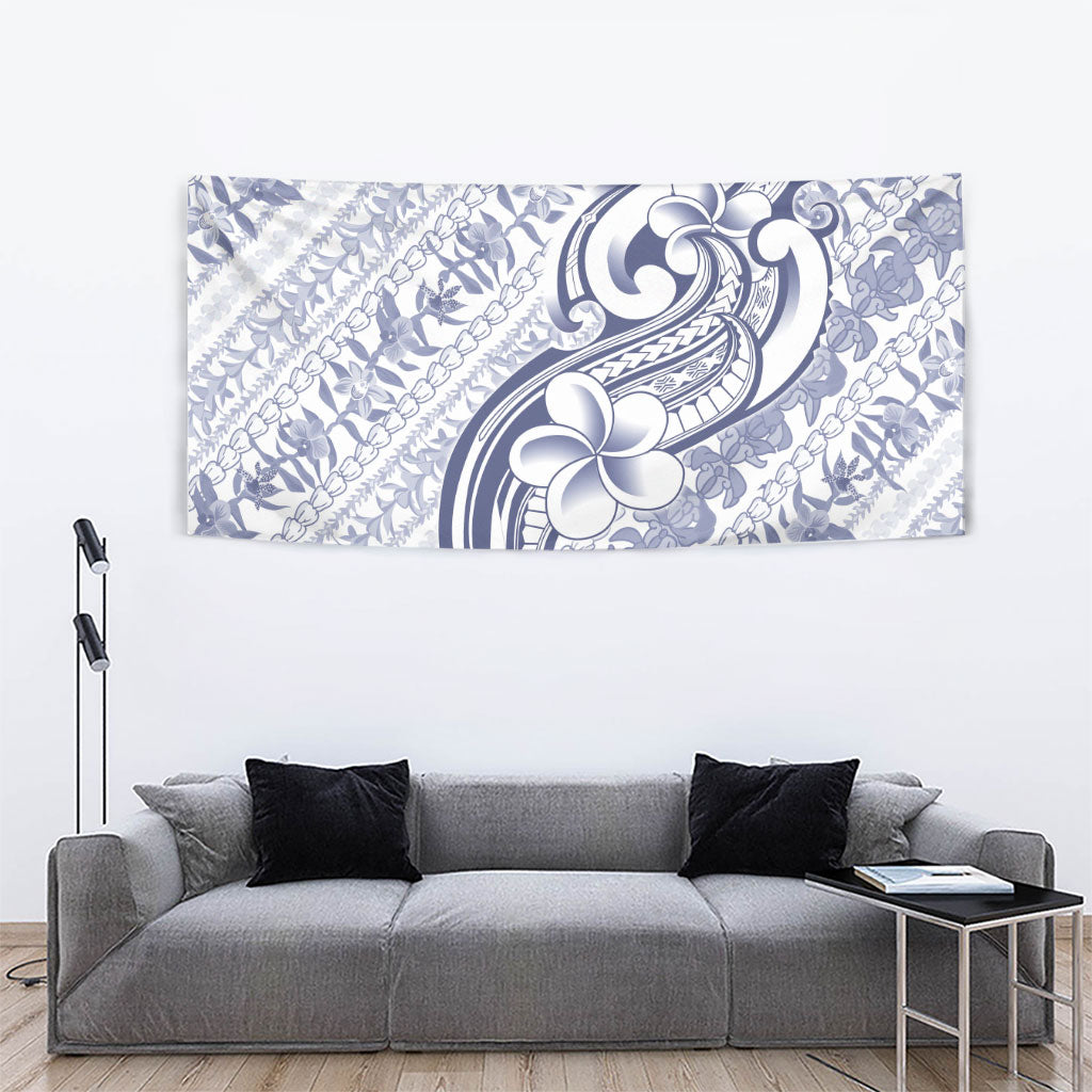 Hawaii Plumeria Lokelani Pikake Lei Tapestry Navy Blue Polynesian Tattoo