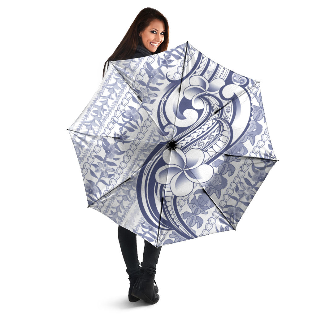 Hawaii Plumeria Lokelani Pikake Lei Umbrella Navy Blue Polynesian Tattoo