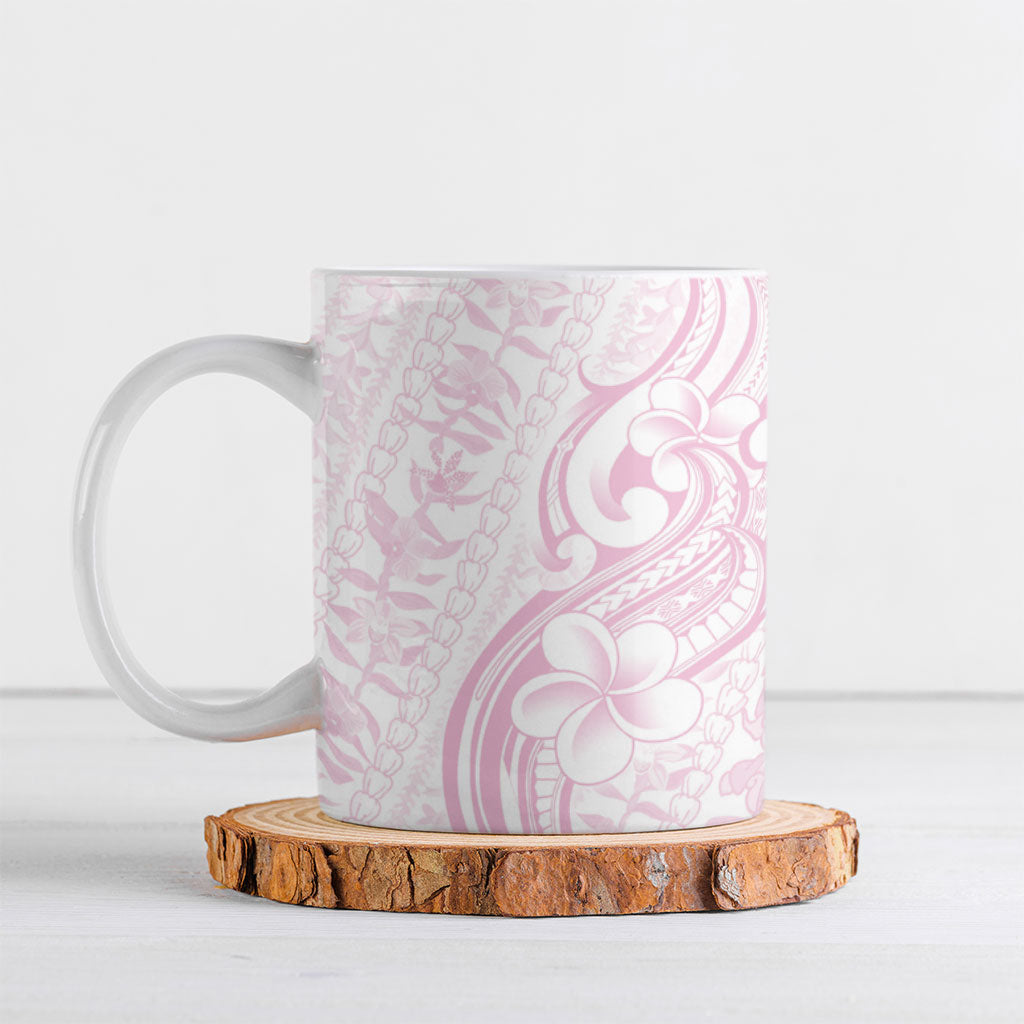 Hawaii Plumeria Lokelani Pikake Lei Ceramic Mug Poni Mama Polynesian Tattoo LT9 Pink - Polynesian Pride