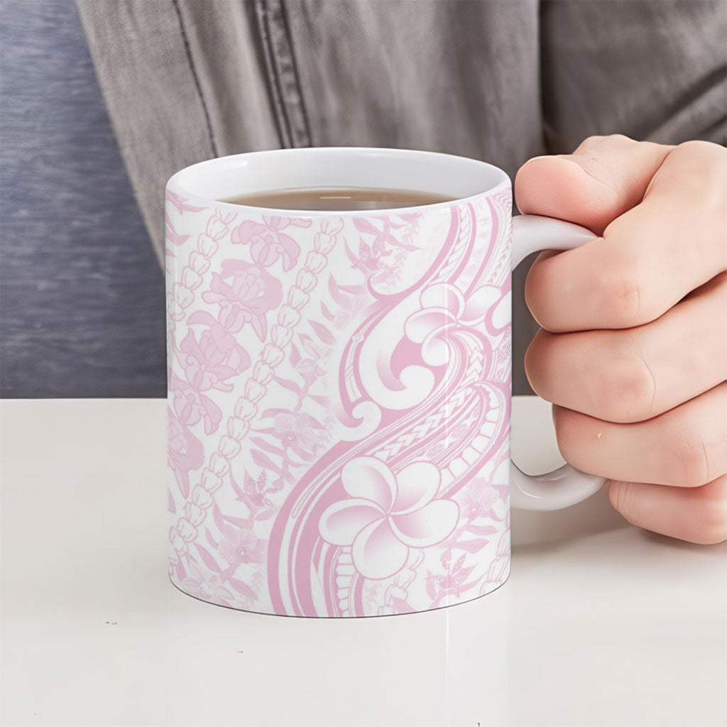Hawaii Plumeria Lokelani Pikake Lei Ceramic Mug Poni Mama Polynesian Tattoo LT9 - Polynesian Pride