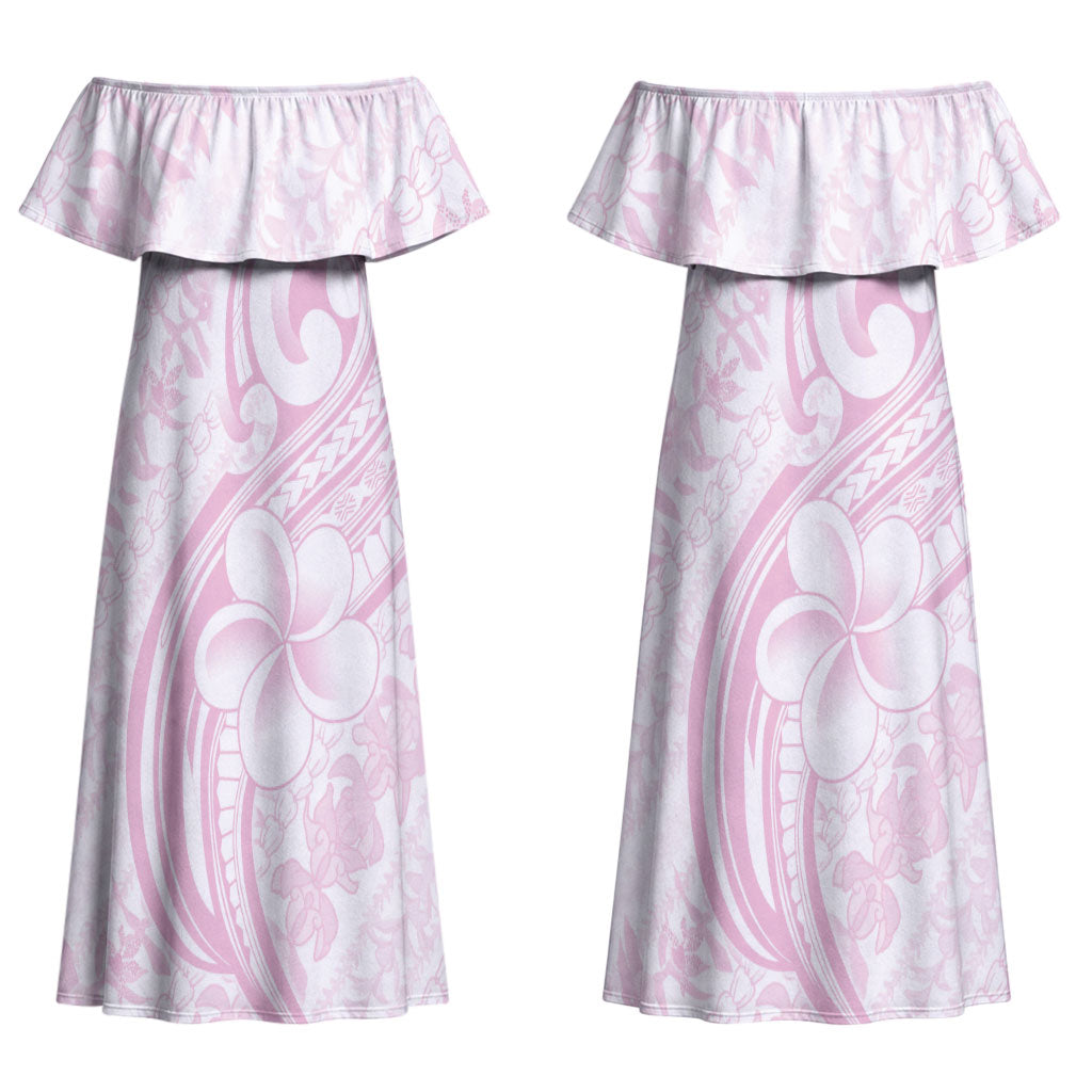 Hawaii Plumeria Lokelani Pikake Lei Couples Matching Off Shoulder Maxi Dress and Hawaiian Shirt Poni Mama Polynesian Tattoo LT9 - Polynesian Pride