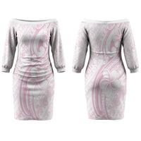 Hawaii Plumeria Lokelani Pikake Lei Couples Matching Off The Shoulder Long Sleeve Dress and Hawaiian Shirt Poni Mama Polynesian Tattoo LT9 - Polynesian Pride