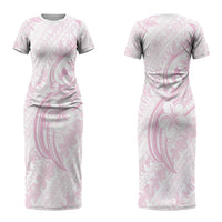 Hawaii Plumeria Lokelani Pikake Lei Couples Matching Short Sleeve Bodycon Dress and Long Sleeve Button Shirt Poni Mama Polynesian Tattoo LT9 - Polynesian Pride