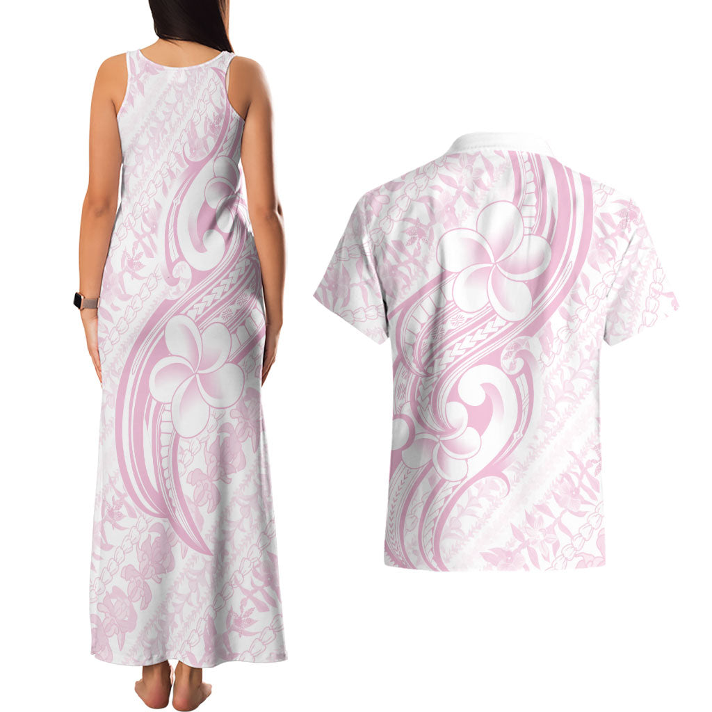 Hawaii Plumeria Lokelani Pikake Lei Couples Matching Tank Maxi Dress and Hawaiian Shirt Poni Mama Polynesian Tattoo