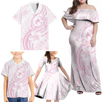 Hawaii Plumeria Lokelani Pikake Lei Family Matching Off Shoulder Maxi Dress and Hawaiian Shirt Poni Mama Polynesian Tattoo