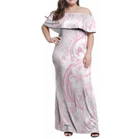 Hawaii Plumeria Lokelani Pikake Lei Family Matching Off Shoulder Maxi Dress and Hawaiian Shirt Poni Mama Polynesian Tattoo