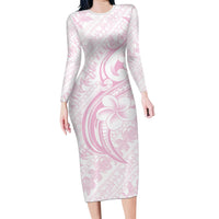 Hawaii Plumeria Lokelani Pikake Lei Long Sleeve Bodycon Dress Poni Mama Polynesian Tattoo