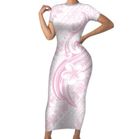 Hawaii Plumeria Lokelani Pikake Lei Short Sleeve Bodycon Dress Poni Mama Polynesian Tattoo