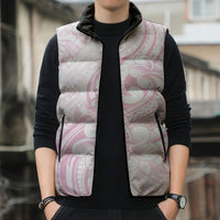 Hawaii Plumeria Lokelani Pikake Lei Sleeveless Puffer Jacket Poni Mama Polynesian Tattoo
