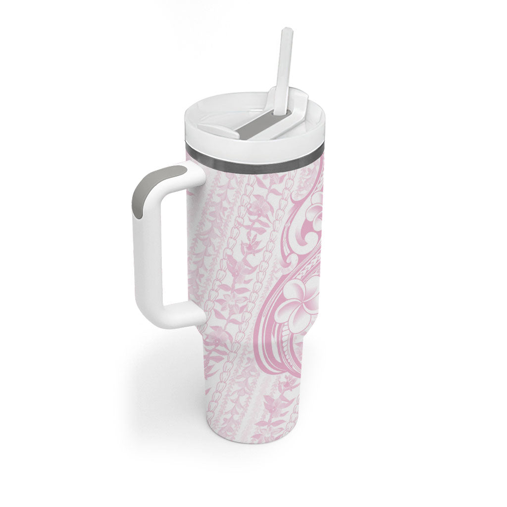 Hawaii Plumeria Lokelani Pikake Lei Tumbler With Handle Poni Mama Polynesian Tattoo LT9 - Polynesian Pride