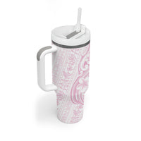 Hawaii Plumeria Lokelani Pikake Lei Tumbler With Handle Poni Mama Polynesian Tattoo LT9 - Polynesian Pride