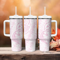 Hawaii Plumeria Lokelani Pikake Lei Tumbler With Handle Poni Mama Polynesian Tattoo LT9 - Polynesian Pride
