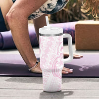 Hawaii Plumeria Lokelani Pikake Lei Tumbler With Handle Poni Mama Polynesian Tattoo LT9 - Polynesian Pride
