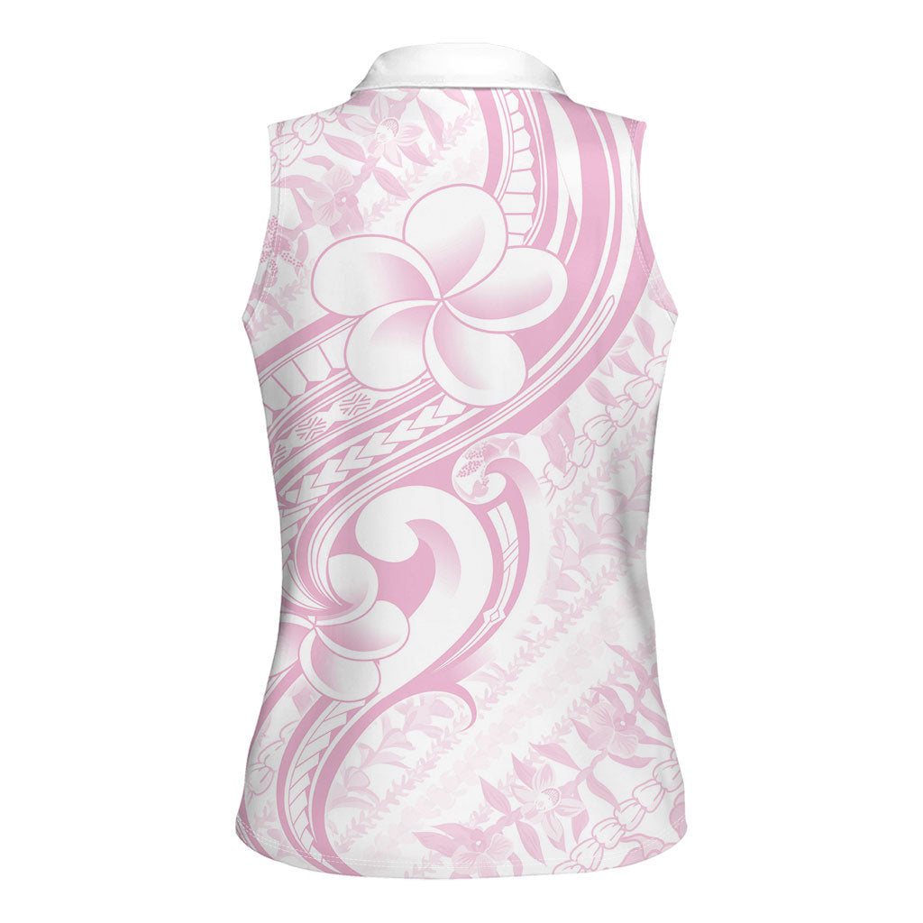 Hawaii Plumeria Lokelani Pikake Lei Women Sleeveless Polo Shirt Poni Mama Polynesian Tattoo