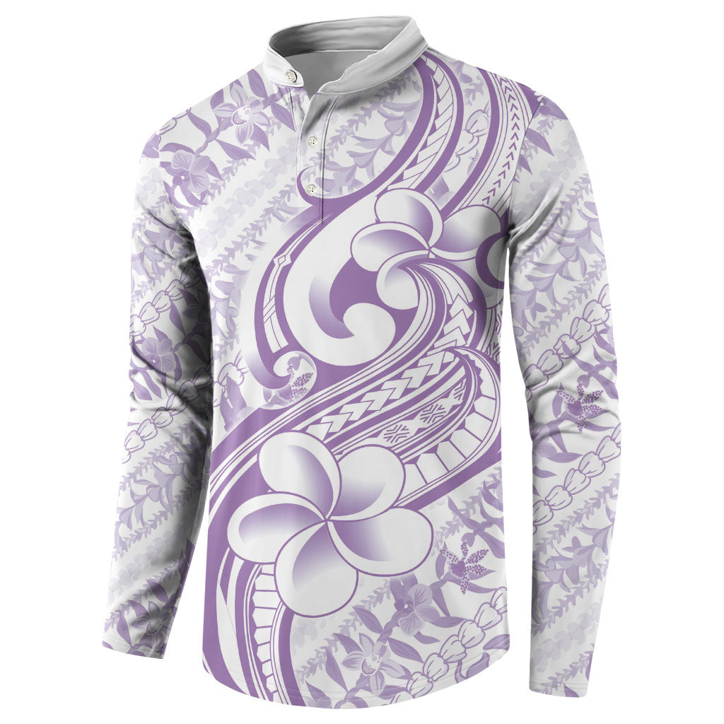 Hawaii Plumeria Lokelani Pikake Lei Button Sweatshirt Poni Polynesian Tattoo LT9 - Polynesian Pride