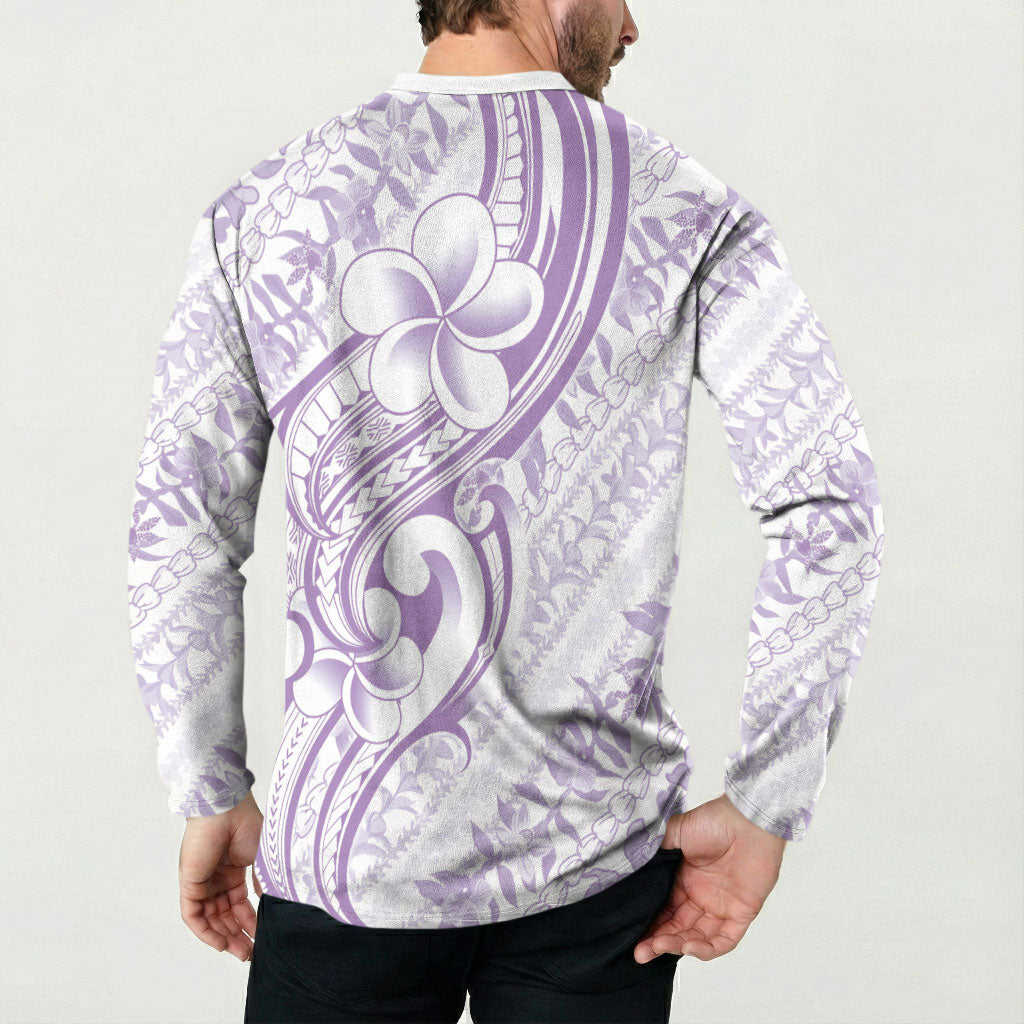 Hawaii Plumeria Lokelani Pikake Lei Button Sweatshirt Poni Polynesian Tattoo LT9 - Polynesian Pride