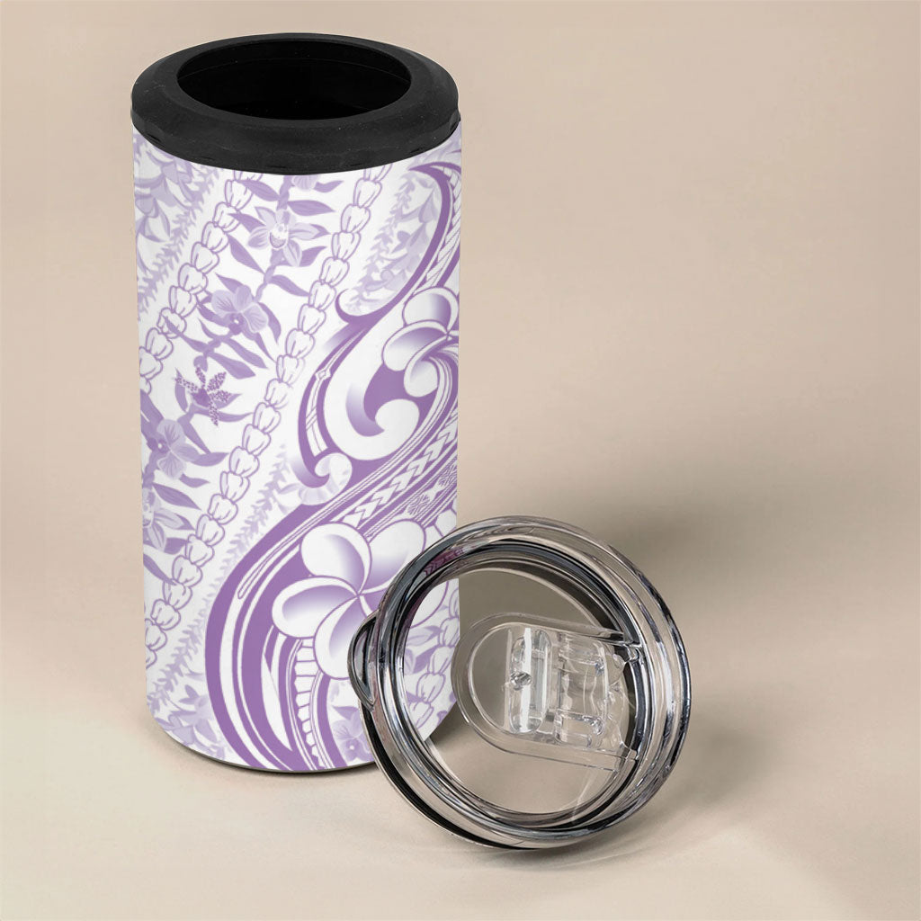 Hawaii Plumeria Lokelani Pikake Lei 4 in 1 Can Cooler Tumbler Poni Polynesian Tattoo