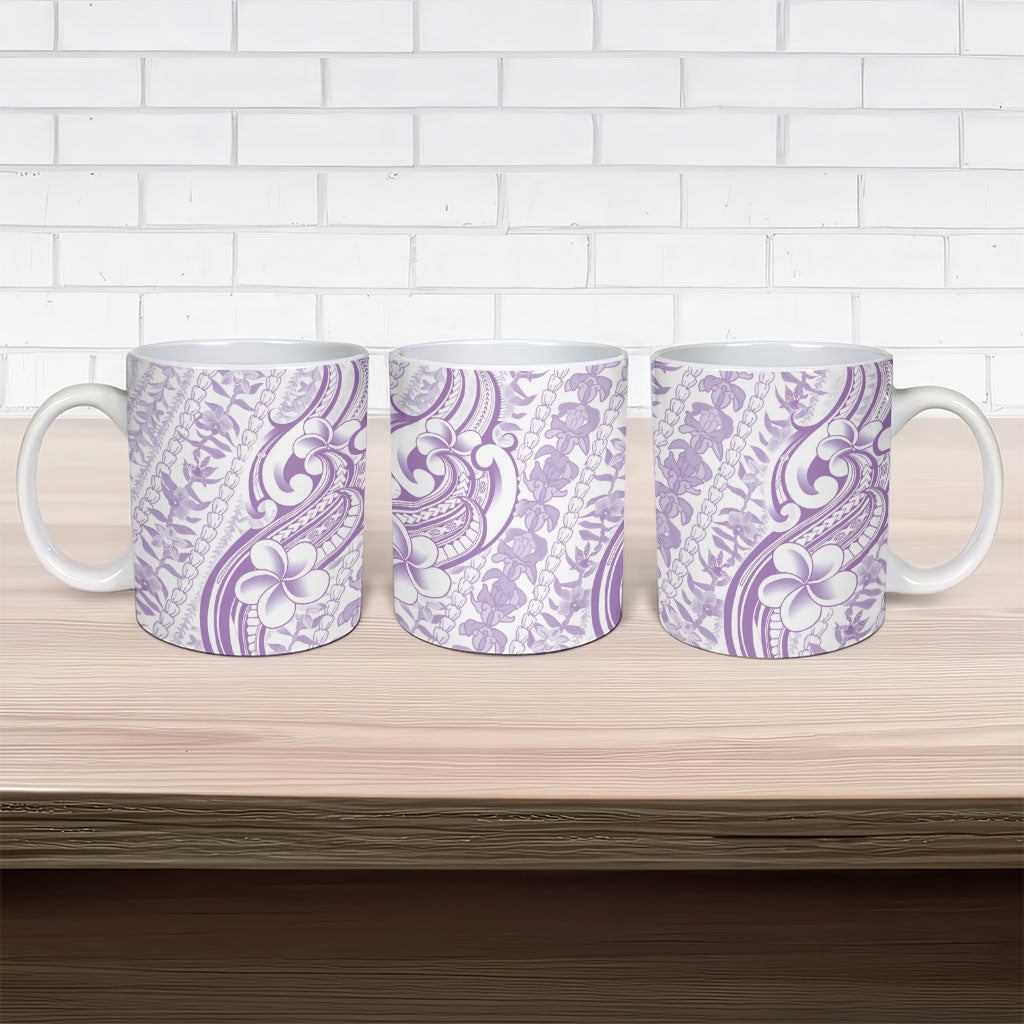 Hawaii Plumeria Lokelani Pikake Lei Ceramic Mug Poni Polynesian Tattoo LT9 - Polynesian Pride