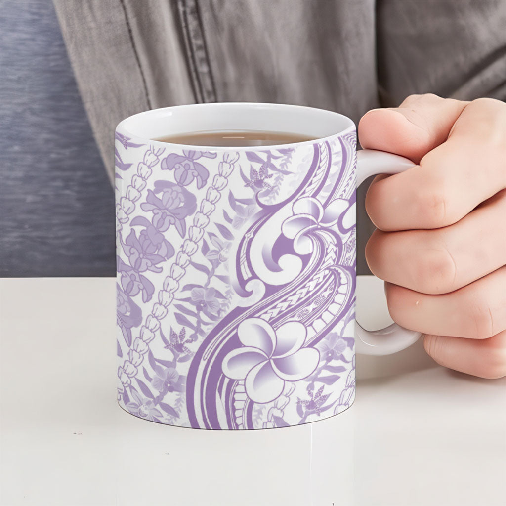 Hawaii Plumeria Lokelani Pikake Lei Ceramic Mug Poni Polynesian Tattoo LT9 - Polynesian Pride