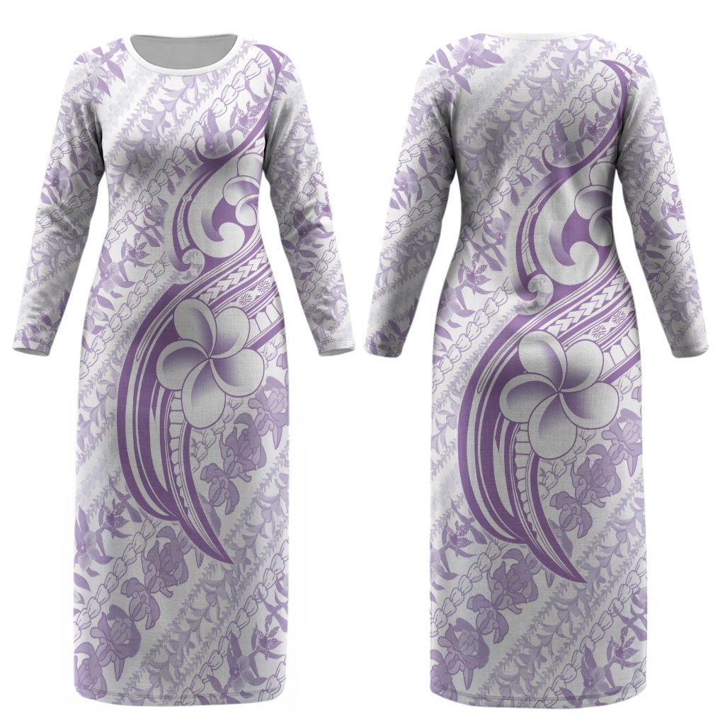 Hawaii Plumeria Lokelani Pikake Lei Couples Matching Long Sleeve Bodycon Dress and Long Sleeve Button Shirt Poni Polynesian Tattoo LT9 - Polynesian Pride