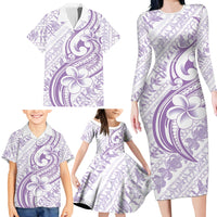 Hawaii Plumeria Lokelani Pikake Lei Family Matching Long Sleeve Bodycon Dress and Hawaiian Shirt Poni Polynesian Tattoo