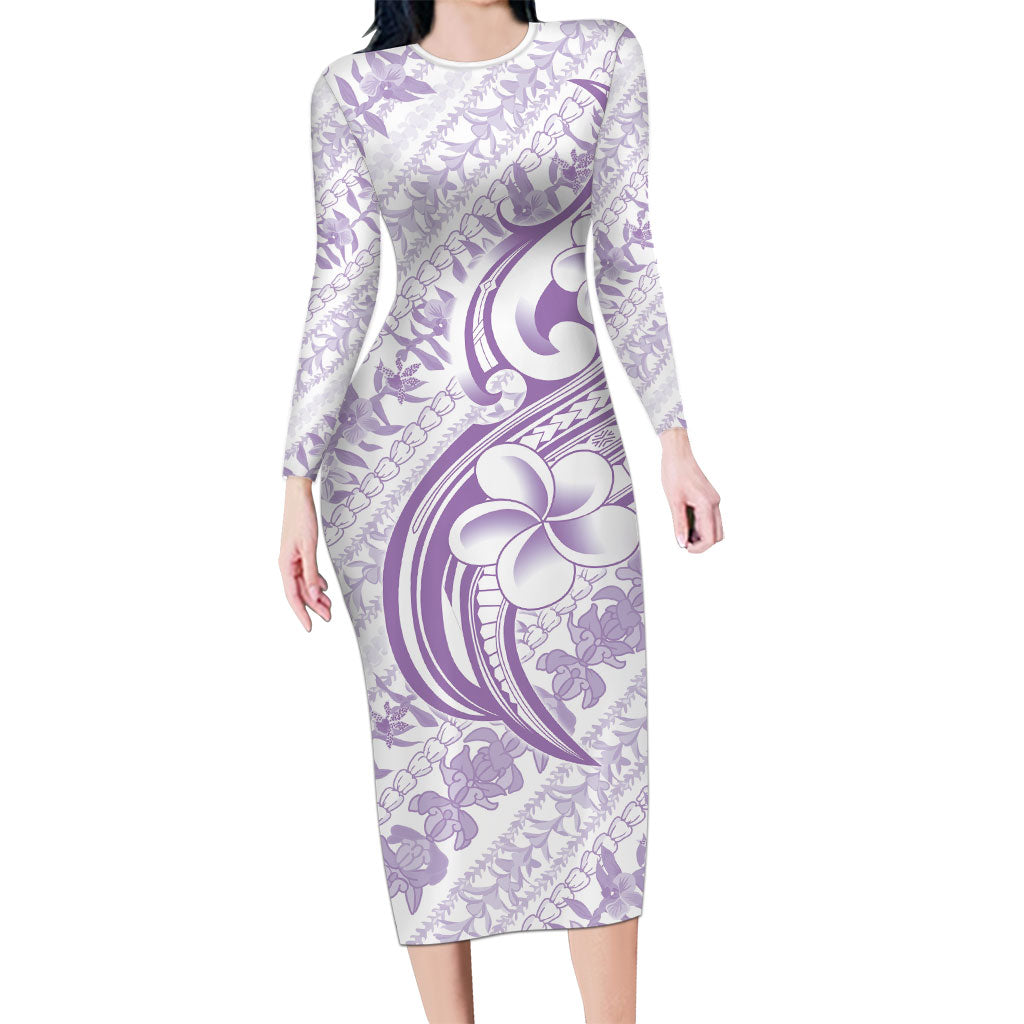 Hawaii Plumeria Lokelani Pikake Lei Family Matching Long Sleeve Bodycon Dress and Hawaiian Shirt Poni Polynesian Tattoo