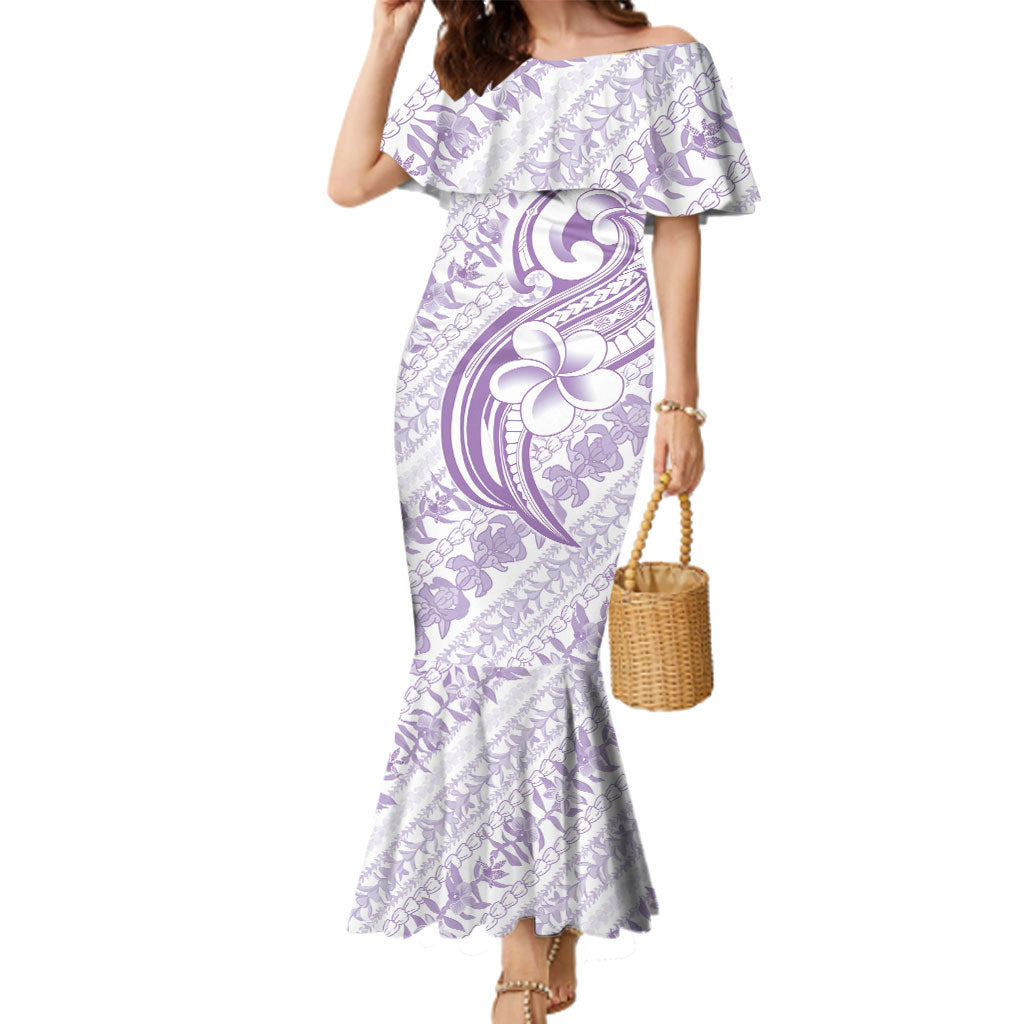 Hawaii Plumeria Lokelani Pikake Lei Family Matching Mermaid Dress and Hawaiian Shirt Poni Polynesian Tattoo