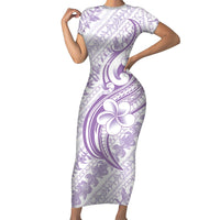 Hawaii Plumeria Lokelani Pikake Lei Family Matching Short Sleeve Bodycon Dress and Hawaiian Shirt Poni Polynesian Tattoo