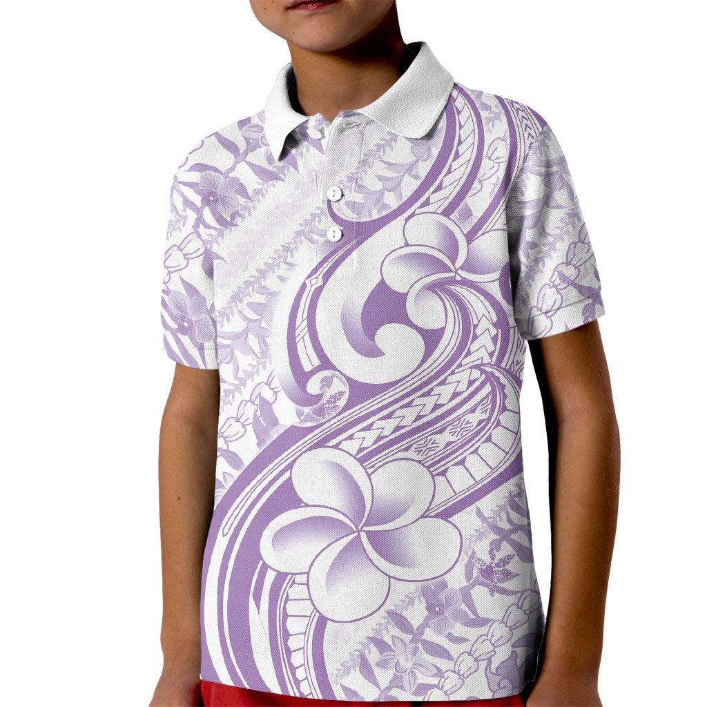 Hawaii Plumeria Lokelani Pikake Lei Kid Polo Shirt Poni Polynesian Tattoo