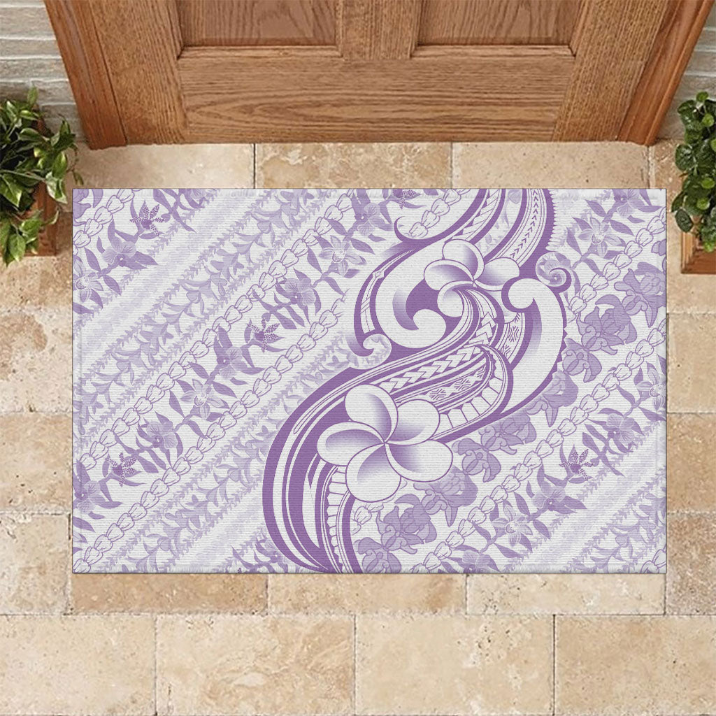 Hawaii Plumeria Lokelani Pikake Lei Rubber Doormat Poni Polynesian Tattoo