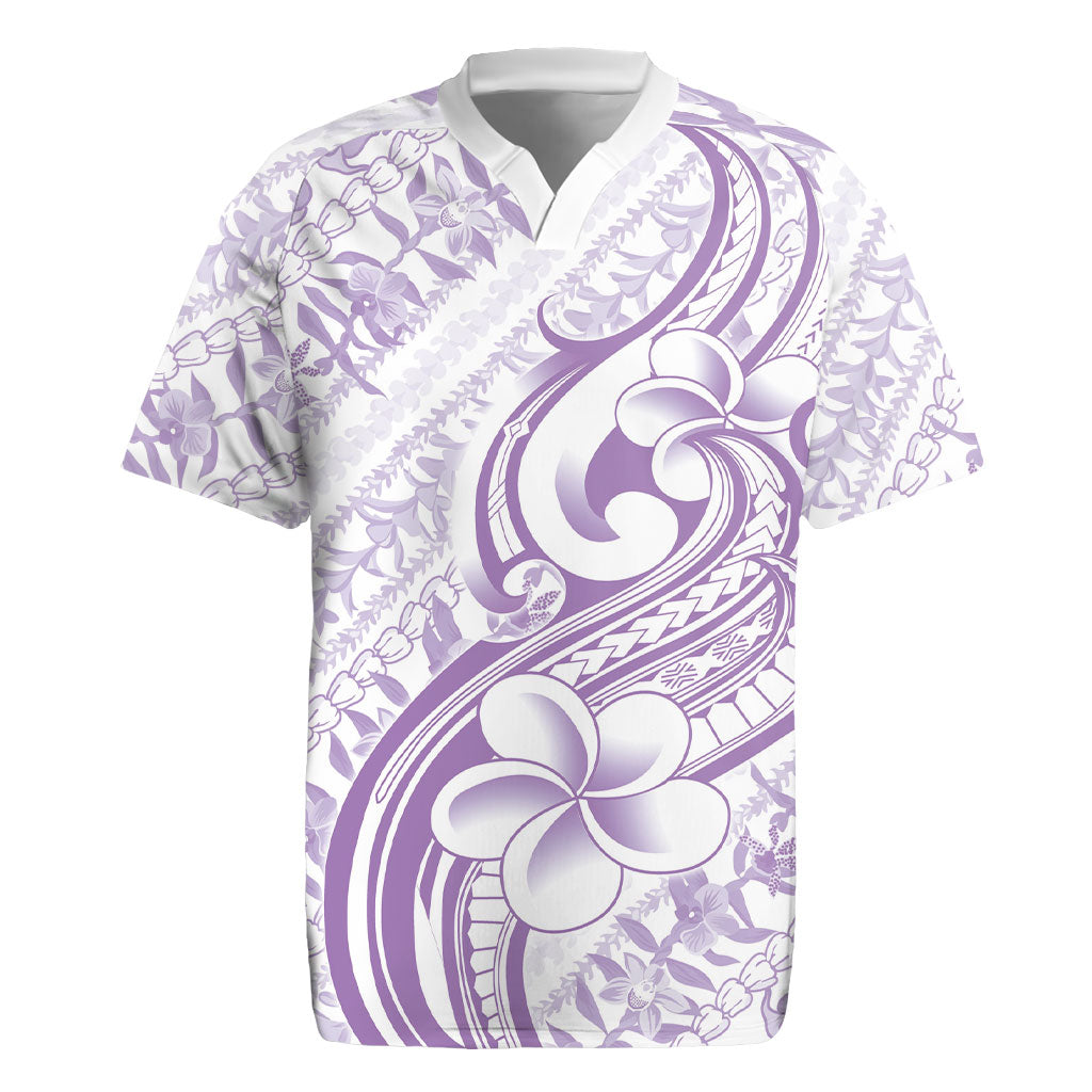 Hawaii Plumeria Lokelani Pikake Lei Rugby Jersey Poni Polynesian Tattoo LT9 Purple - Polynesian Pride