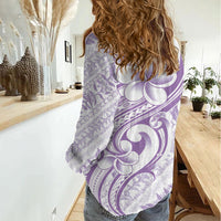 Hawaii Plumeria Lokelani Pikake Lei Women Casual Shirt Poni Polynesian Tattoo