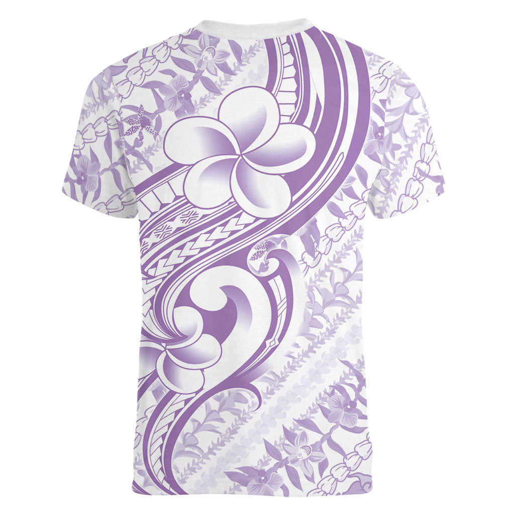 Hawaii Plumeria Lokelani Pikake Lei Women V-Neck T-Shirt Poni Polynesian Tattoo